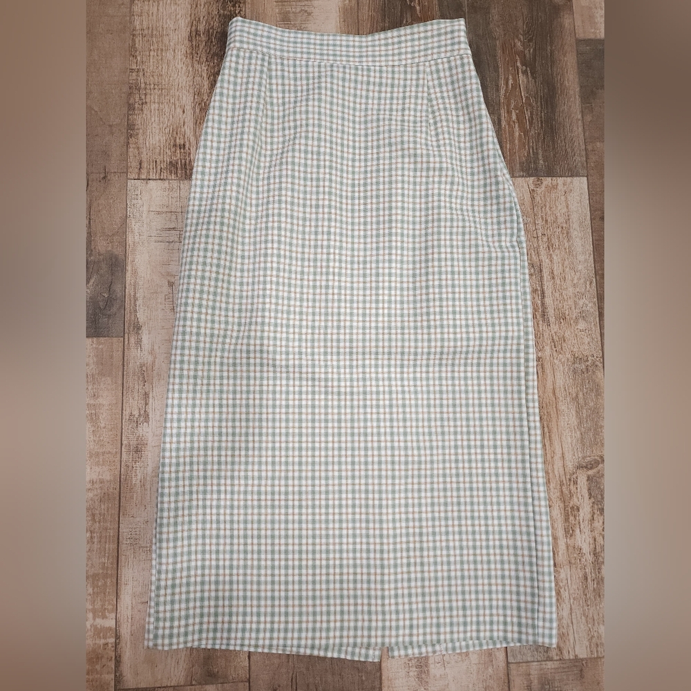 Checkered Maxi Skirt in Green and Orange